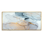 Toile murale encadrée abstraite en marbre bleu et gris Designart Luxry Ripples II