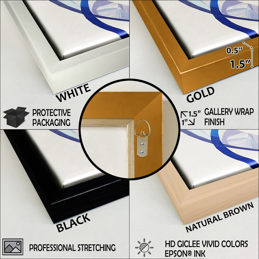 Toile murale encadrée abstraite en marbre bleu et gris Designart Luxry Ripples II