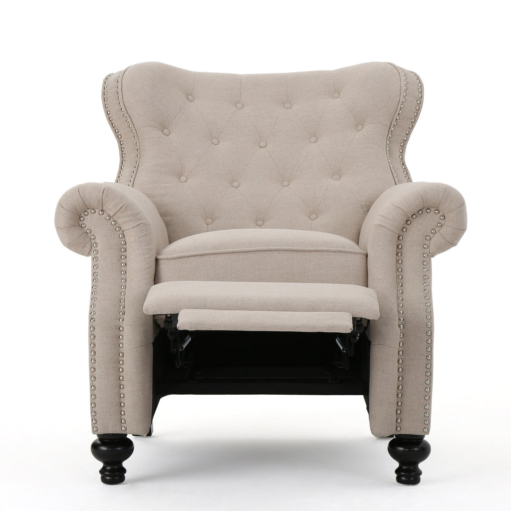 Fauteuil inclinable capitonné à point de diamant avec garniture cloutée