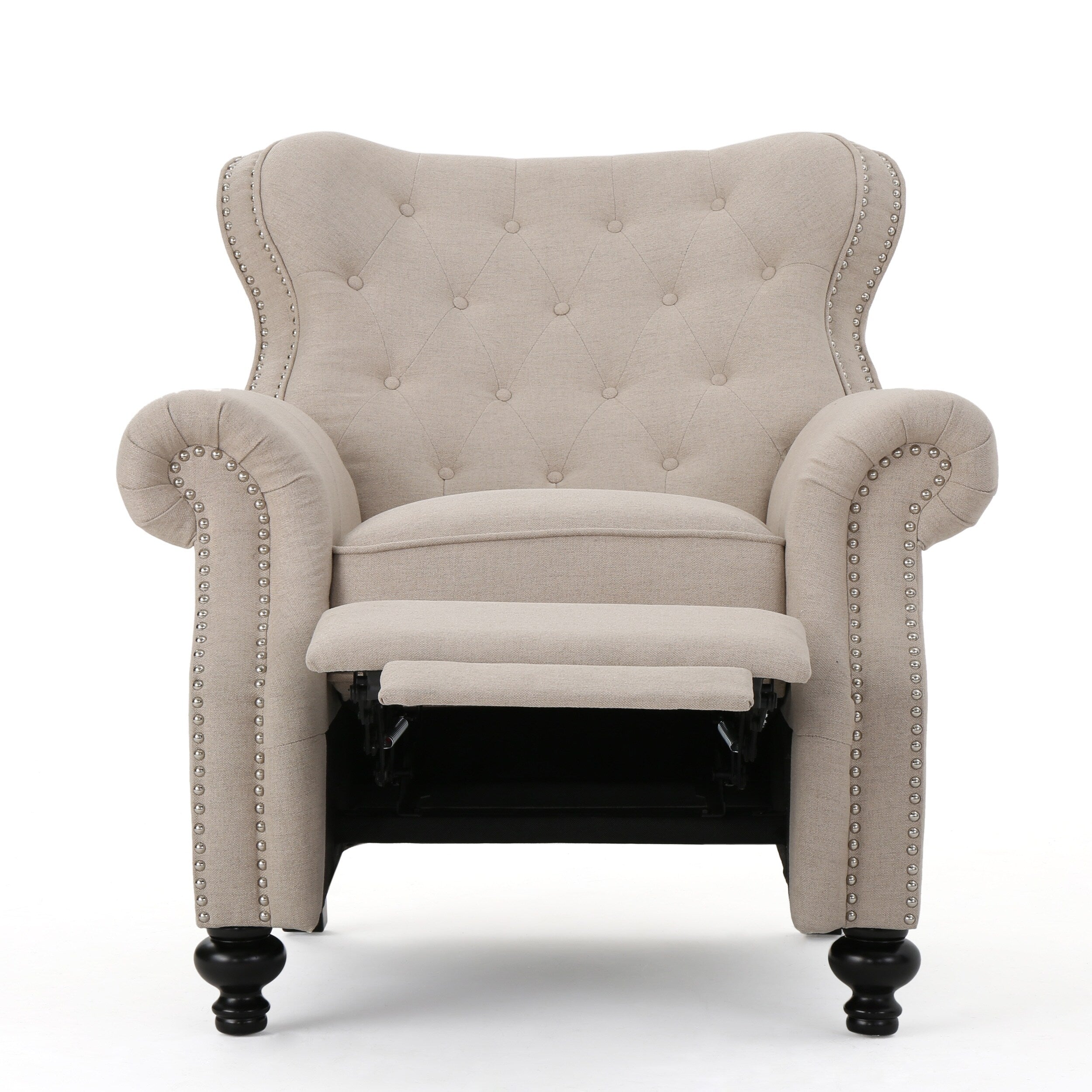 Fauteuil inclinable capitonné à point de diamant avec garniture cloutée