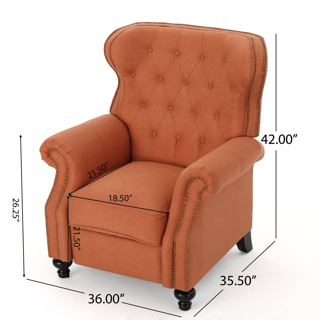 Fauteuil inclinable capitonné à point de diamant avec garniture cloutée