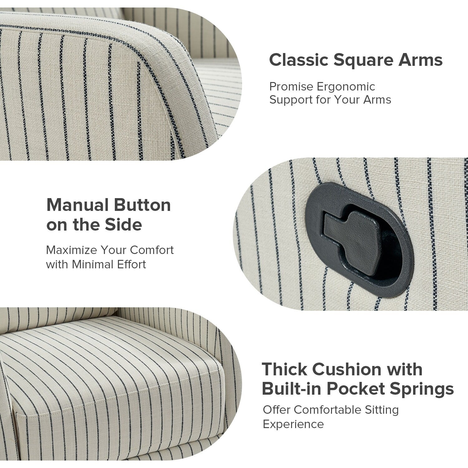 Fauteuil inclinable pivotant à 360 degrés Diana Modern en polyester par HULALA HOME