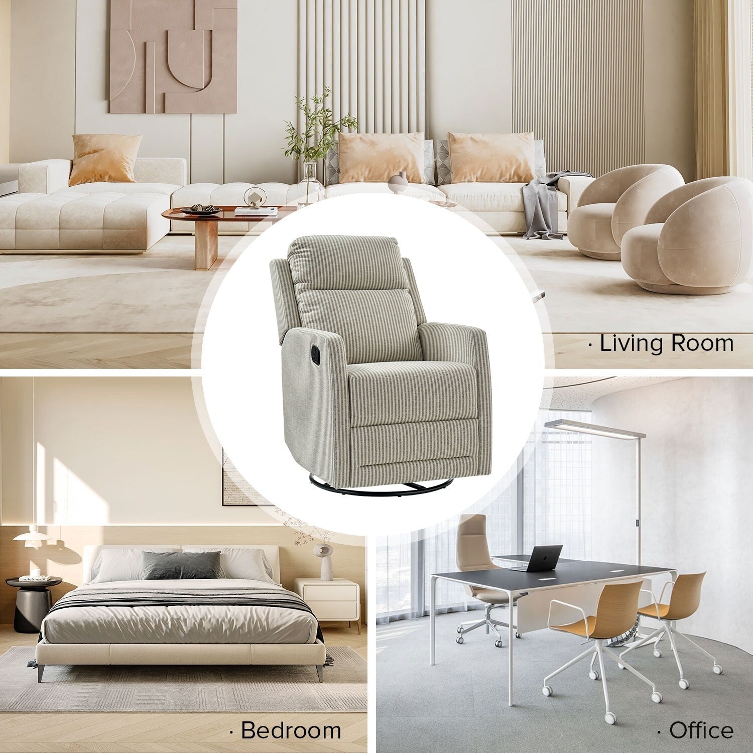 Fauteuil inclinable pivotant à 360 degrés Diana Modern en polyester par HULALA HOME