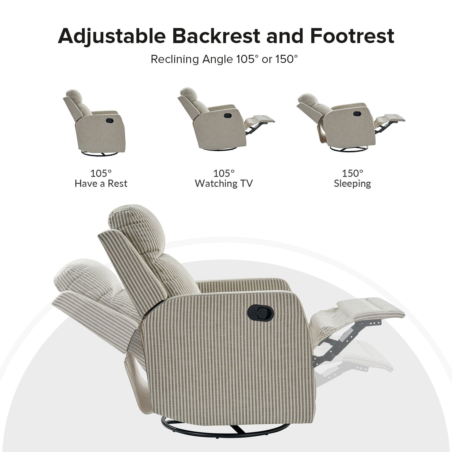 Fauteuil inclinable pivotant à 360 degrés Diana Modern en polyester par HULALA HOME