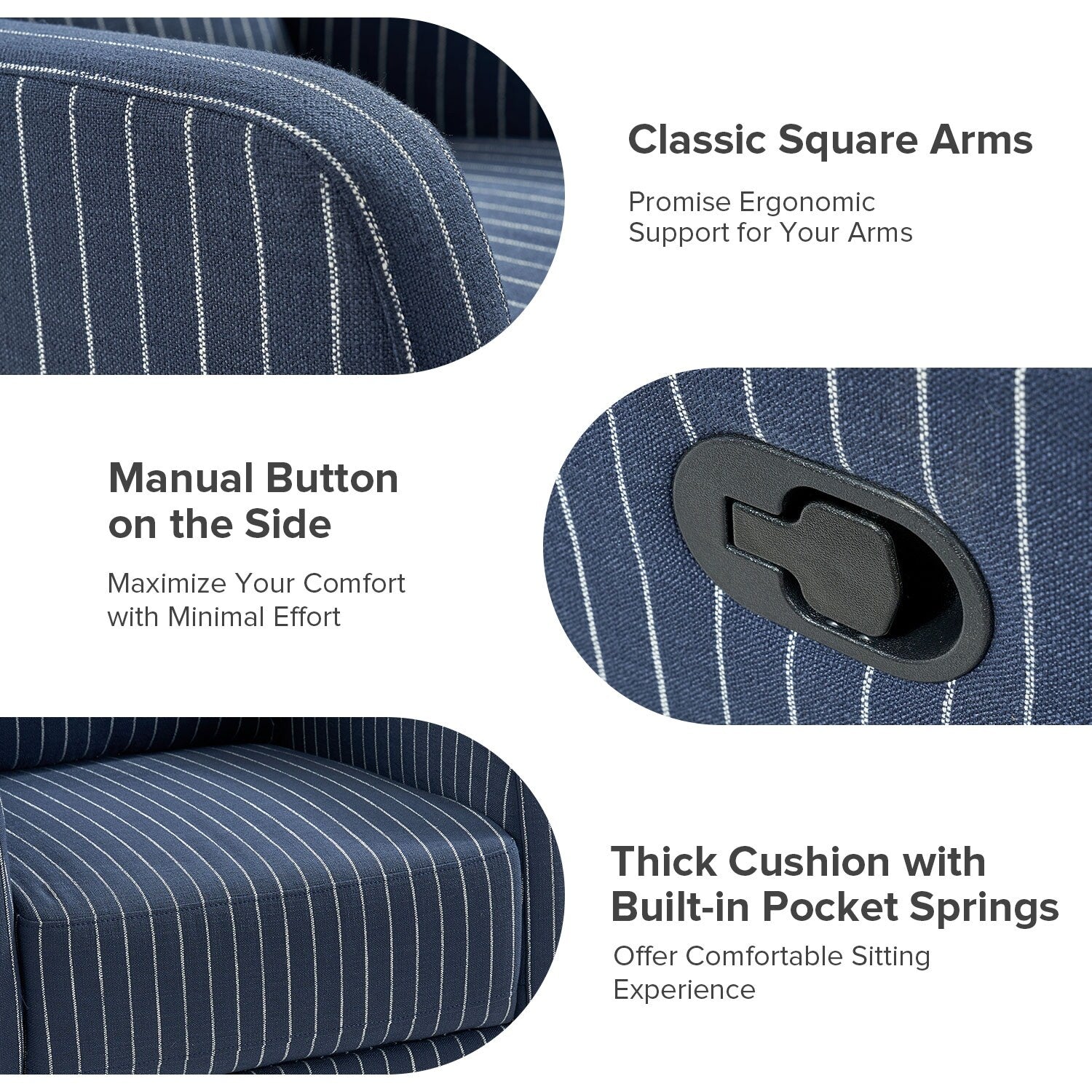 Fauteuil inclinable pivotant à 360 degrés Diana Modern en polyester par HULALA HOME