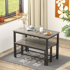 Ensemble table à manger, table de bar en bois, table de cuisine avec 2 bancs - 3 pièces