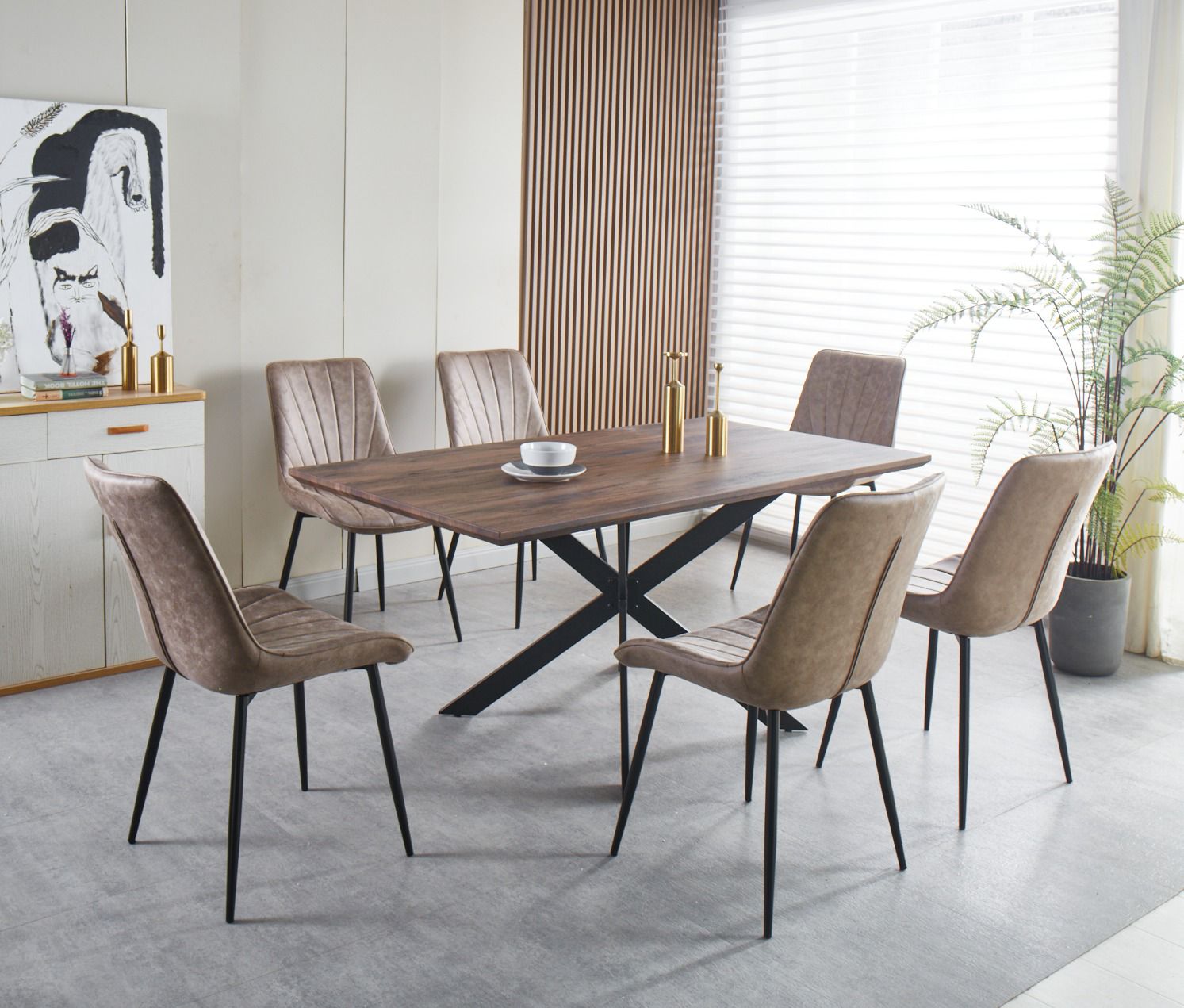 Table rectangulaire et chaises Epsom 1.6