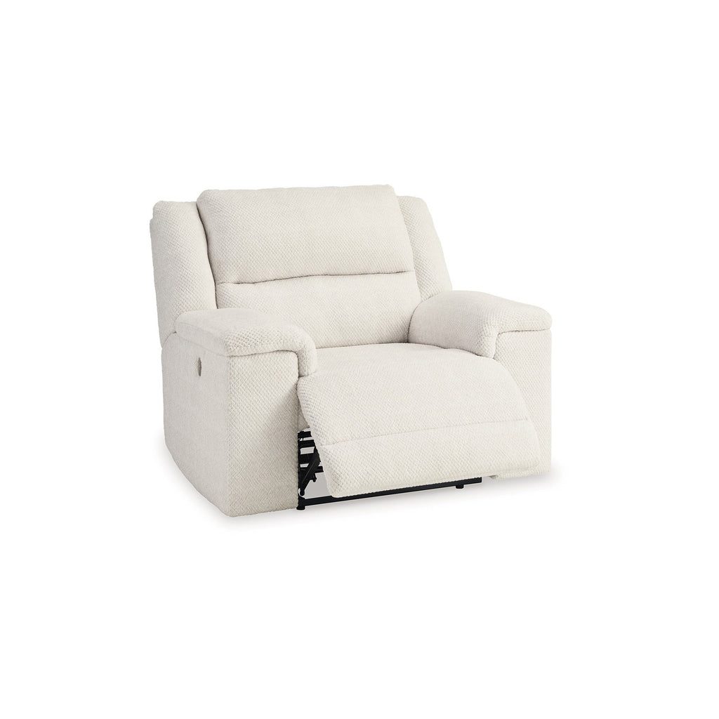 Fauteuil inclinable électrique Dino avec ports USB et accoudoirs en bloc, polyester blanc