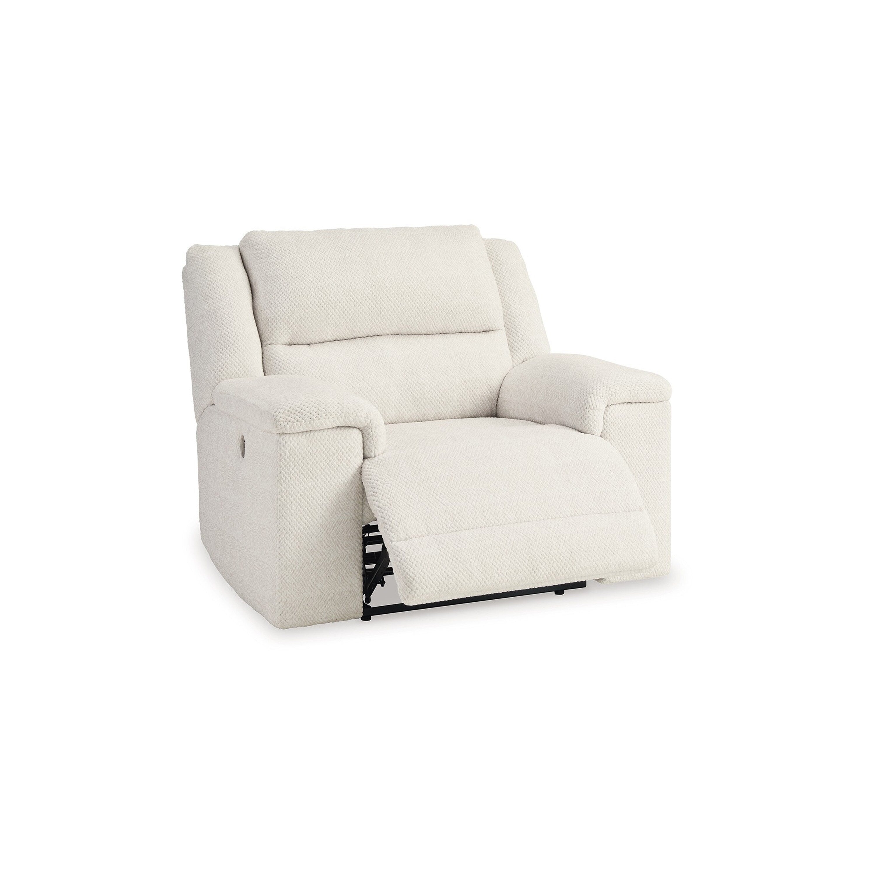 Fauteuil inclinable électrique Dino avec ports USB et accoudoirs en bloc, polyester blanc