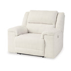 Fauteuil inclinable électrique Dino avec ports USB et accoudoirs en bloc, polyester blanc