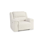 Fauteuil inclinable électrique Dino avec ports USB et accoudoirs en bloc, polyester blanc