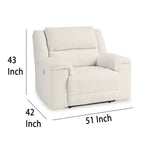 Fauteuil inclinable électrique Dino avec ports USB et accoudoirs en bloc, polyester blanc