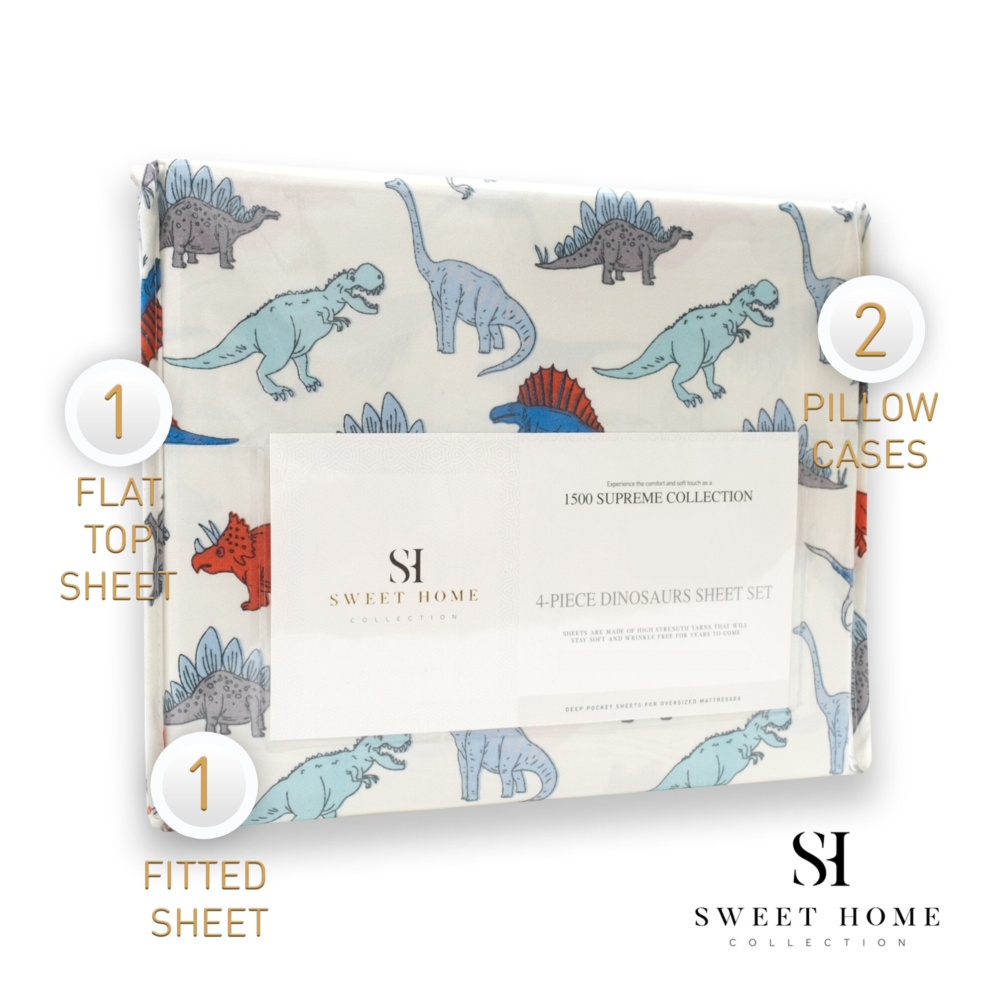 Parure de draps Dinosaures de Sweet Home Collection
