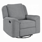 Fauteuil inclinable manuel Diny, pivotant, tissu en lin gris doux