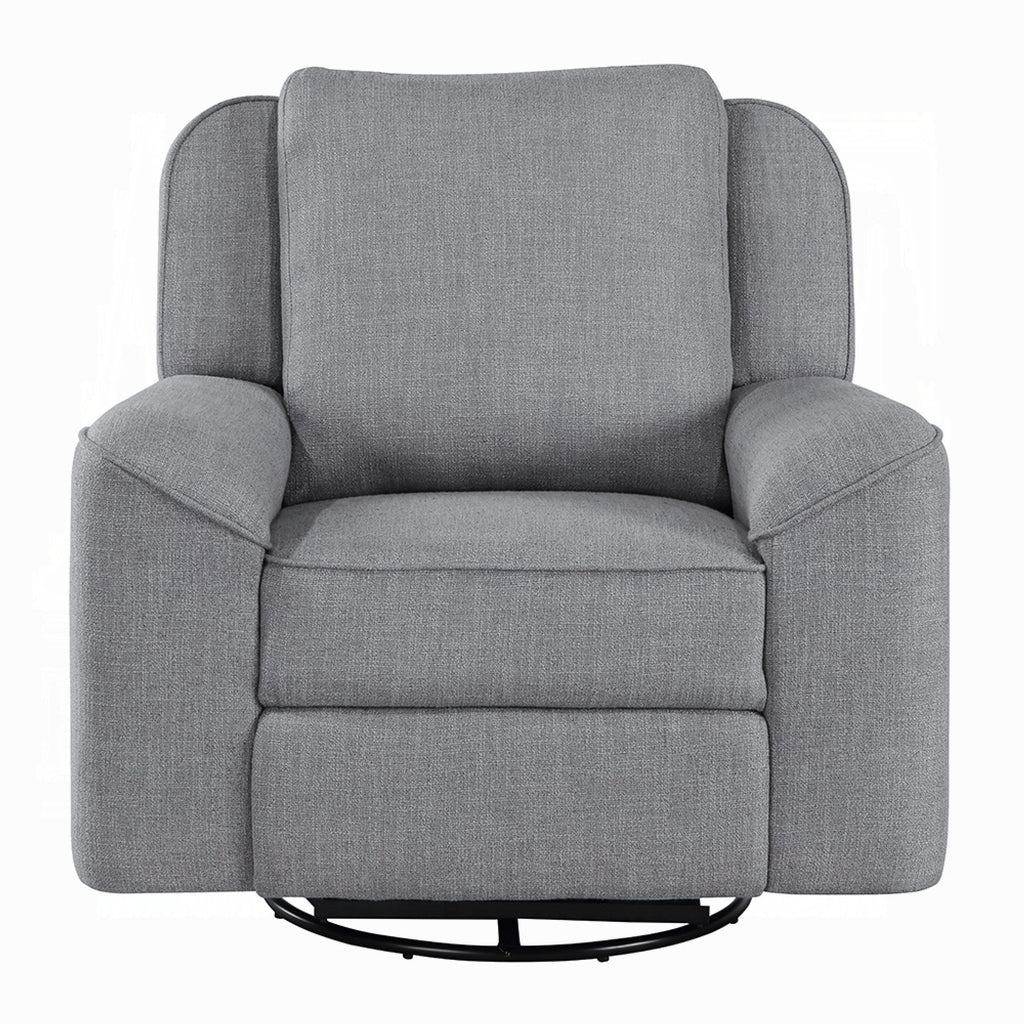 Fauteuil inclinable manuel Diny, pivotant, tissu en lin gris doux