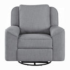 Fauteuil inclinable manuel Diny, pivotant, tissu en lin gris doux