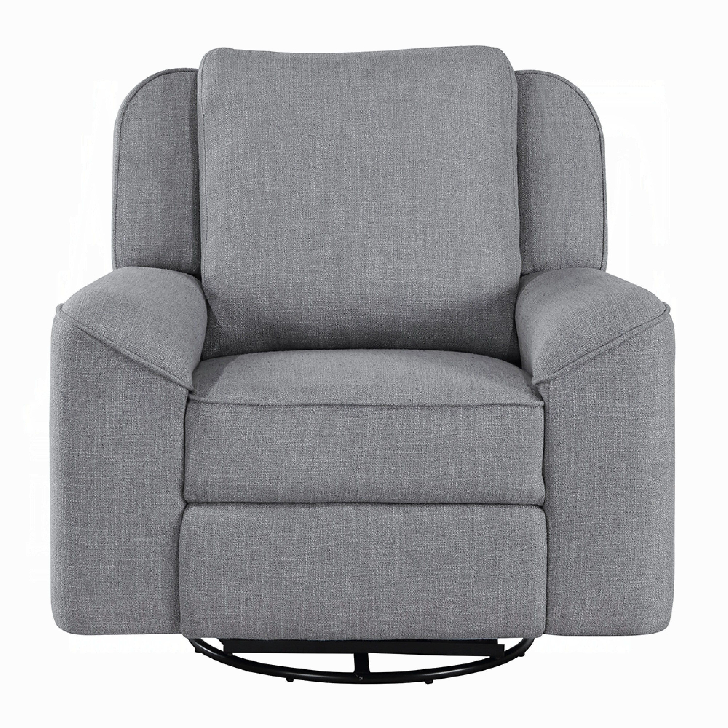 Fauteuil inclinable manuel Diny, pivotant, tissu en lin gris doux