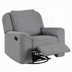 Fauteuil inclinable manuel Diny, pivotant, tissu en lin gris doux