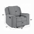 Fauteuil inclinable manuel Diny, pivotant, tissu en lin gris doux