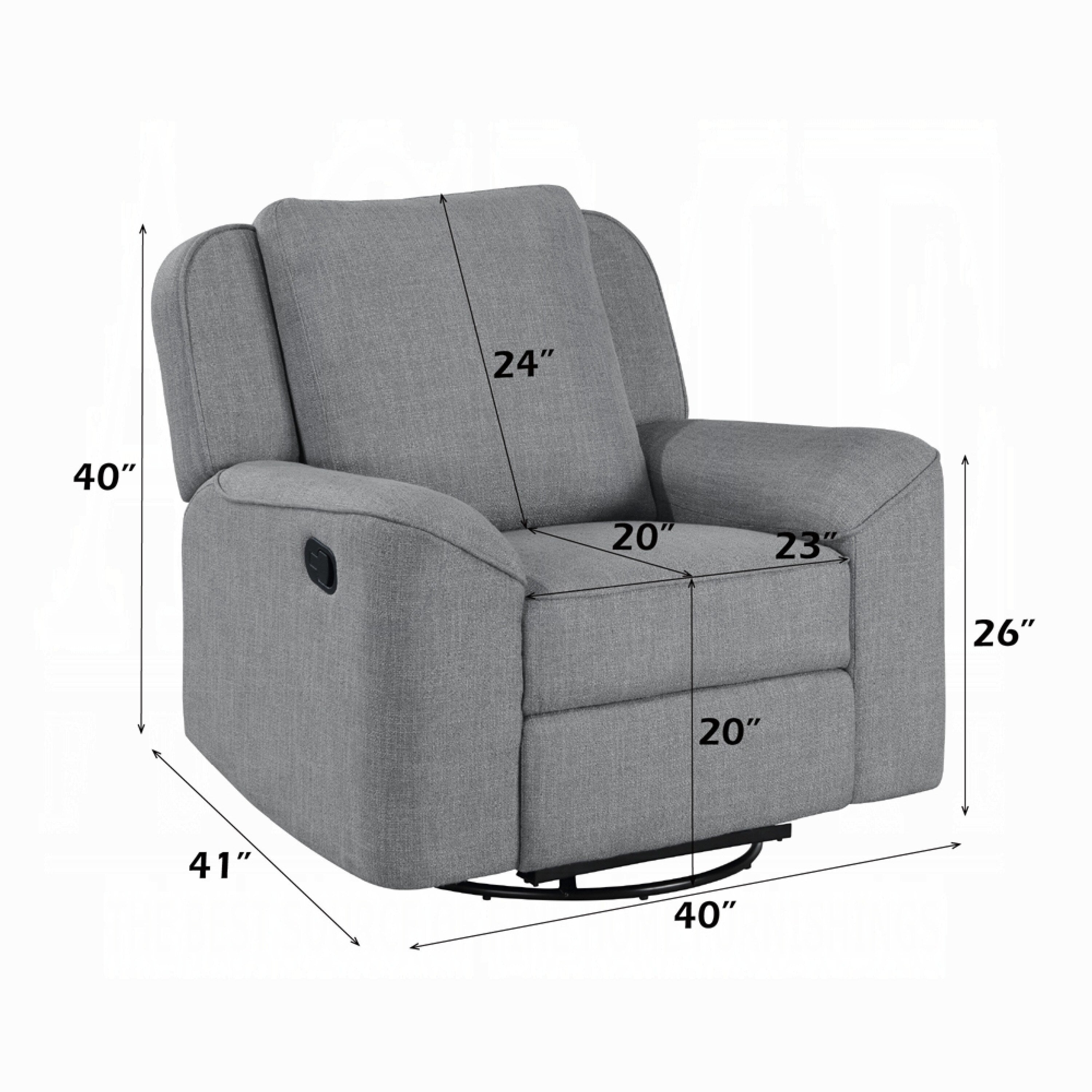 Fauteuil inclinable manuel Diny, pivotant, tissu en lin gris doux