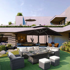 Ensemble de canapés de patio 7 pièces avec foyer et table à manger avec bac à glaçons