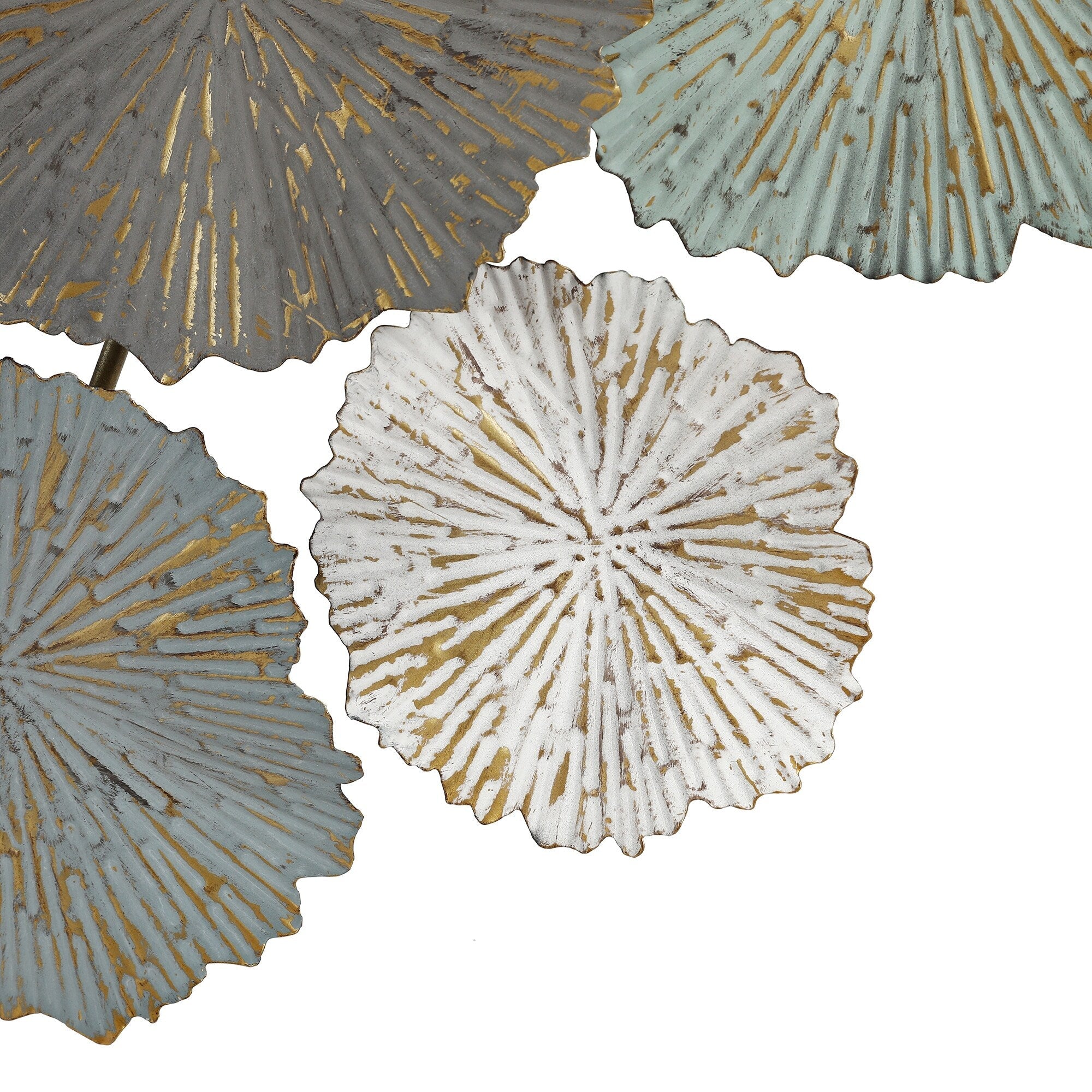 Décoration murale en métal à fleurs abstraites multicolores vieillies