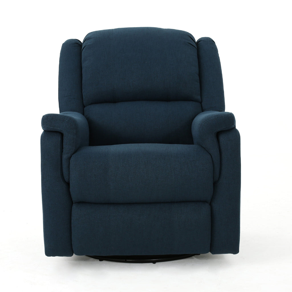 Fauteuil inclinable pivotant manuel Doi, tissu bleu marine