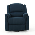 Fauteuil inclinable pivotant manuel Doi, tissu bleu marine