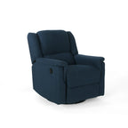 Fauteuil inclinable pivotant manuel Doi, tissu bleu marine