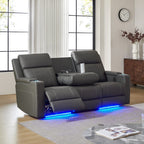 Canapé inclinable électrique Dolores 82,5 pouces de large en cuir véritable avec rangement et porte-gobelet par HULALA HOME