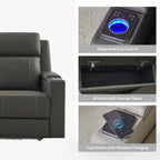 Canapé inclinable électrique Dolores 82,5 pouces de large en cuir véritable avec rangement et porte-gobelet par HULALA HOME