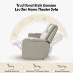 Canapé inclinable électrique Dolores 82,5 pouces de large en cuir véritable avec rangement et porte-gobelet par HULALA HOME