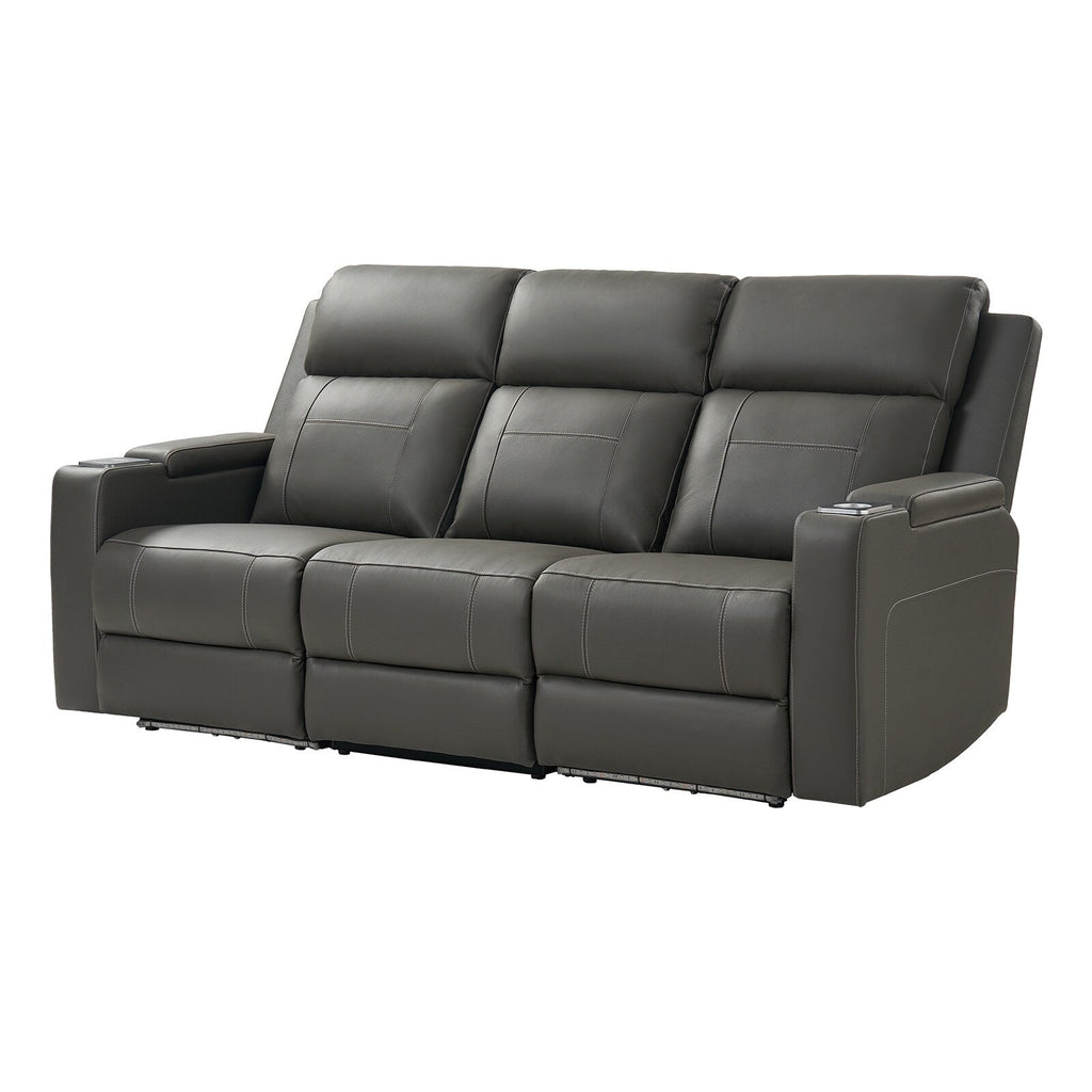 Canapé inclinable électrique Dolores 82,5 pouces de large en cuir véritable avec rangement et porte-gobelet par HULALA HOME