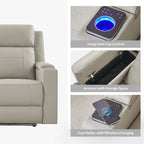 Canapé inclinable électrique Dolores 82,5 pouces de large en cuir véritable avec rangement et porte-gobelet par HULALA HOME