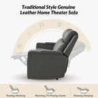 Canapé inclinable électrique Dolores 82,5 pouces de large en cuir véritable avec rangement et porte-gobelet par HULALA HOME