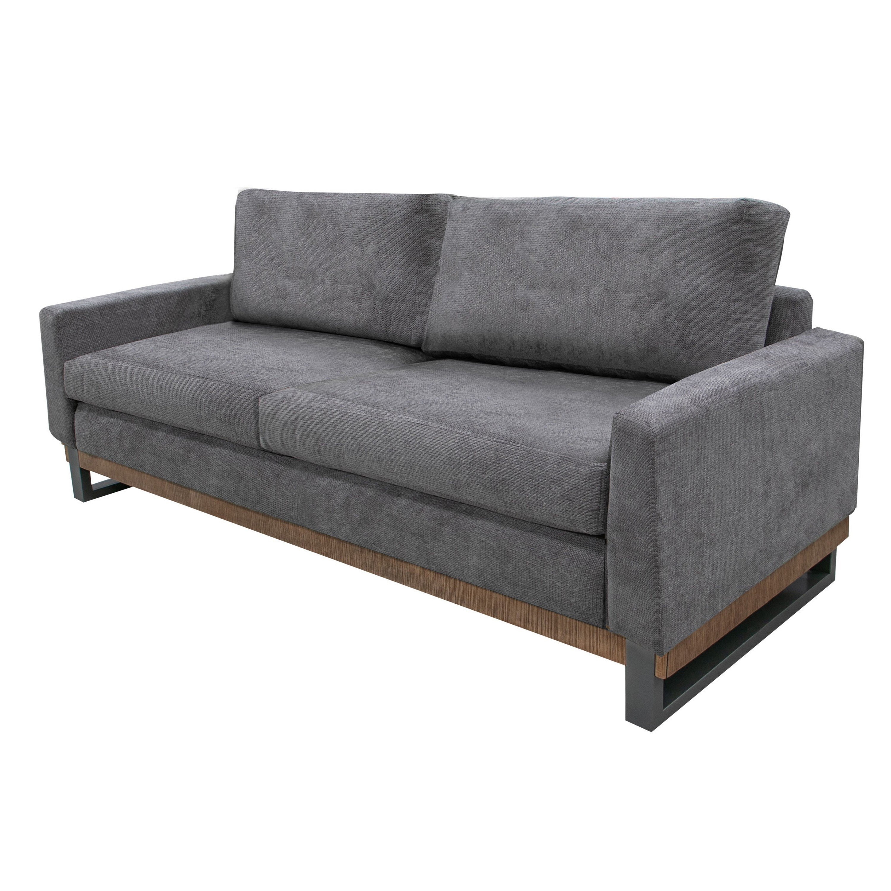 Canapé dôme avec 2 coussins décoratifs, 86 pouces, pin massif, polyester gris