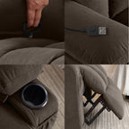 Fauteuil inclinable chauffant de massage en velours à pois avec base pivotante à 360°