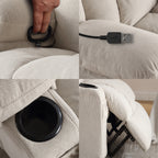 Fauteuil inclinable chauffant de massage en velours à pois avec base pivotante à 360°