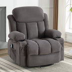 Fauteuil inclinable chauffant de massage en velours à pois avec base pivotante à 360°