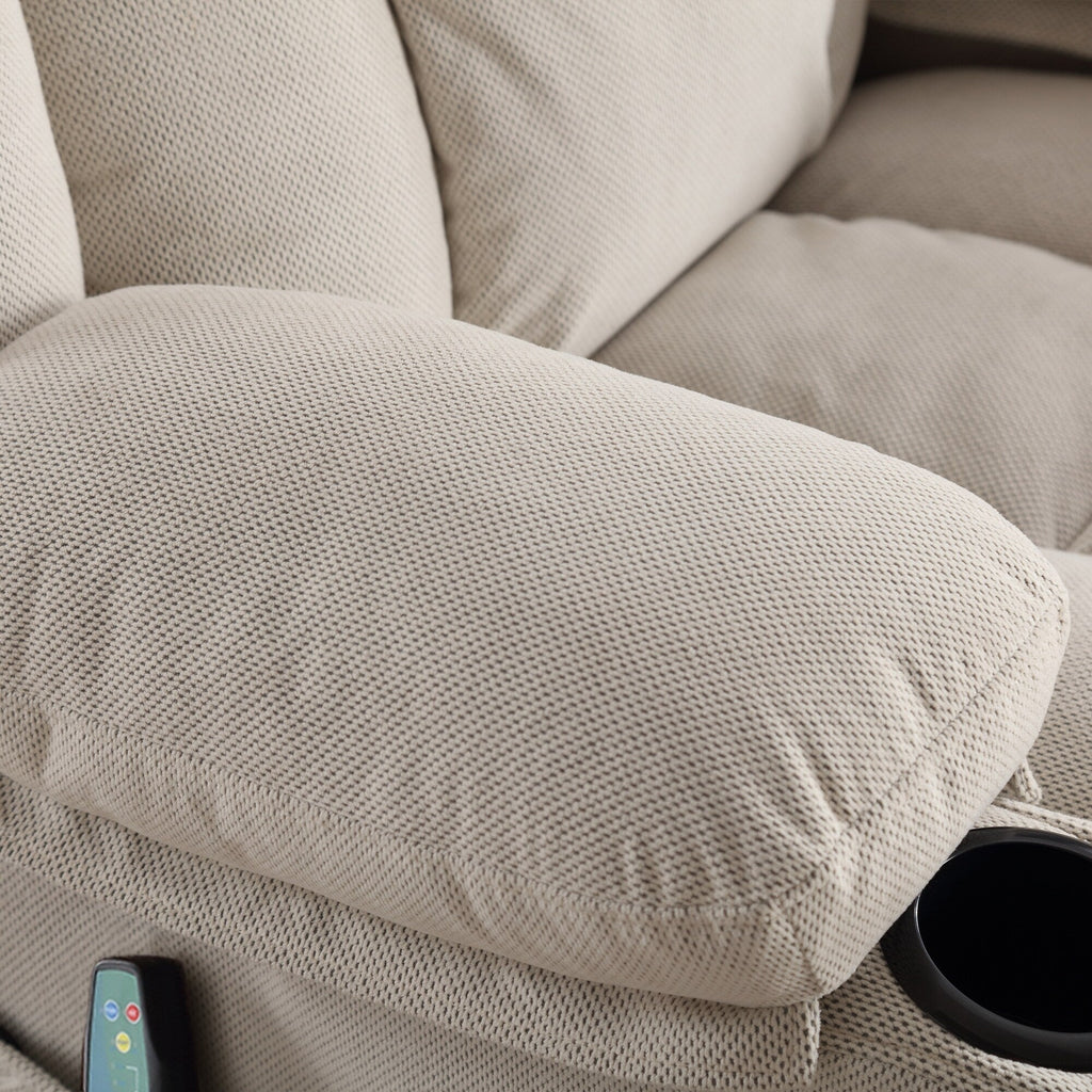 Fauteuil inclinable chauffant de massage en velours à pois avec base pivotante à 360°