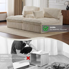 Chaise longue double d'intérieur, canapé-lit rembourré surdimensionné, chaise longue sectionnelle en velours côtelé, sans assemblage