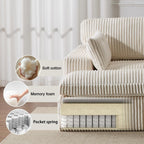 Chaise longue double d'intérieur, canapé-lit rembourré surdimensionné, chaise longue sectionnelle en velours côtelé, sans assemblage