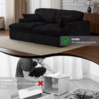 Chaise longue double d'intérieur, canapé-lit rembourré surdimensionné, chaise longue sectionnelle en velours côtelé, sans assemblage