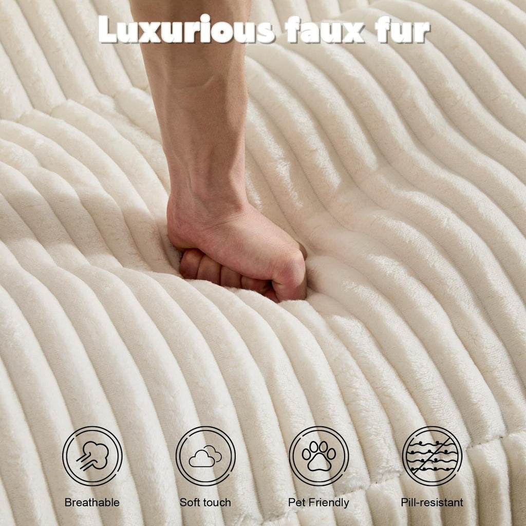 Chaise longue double d'intérieur, canapé-lit rembourré surdimensionné, chaise longue sectionnelle en velours côtelé, sans assemblage