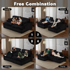 Chaise longue double d'intérieur, canapé-lit rembourré surdimensionné, chaise longue sectionnelle en velours côtelé, sans assemblage