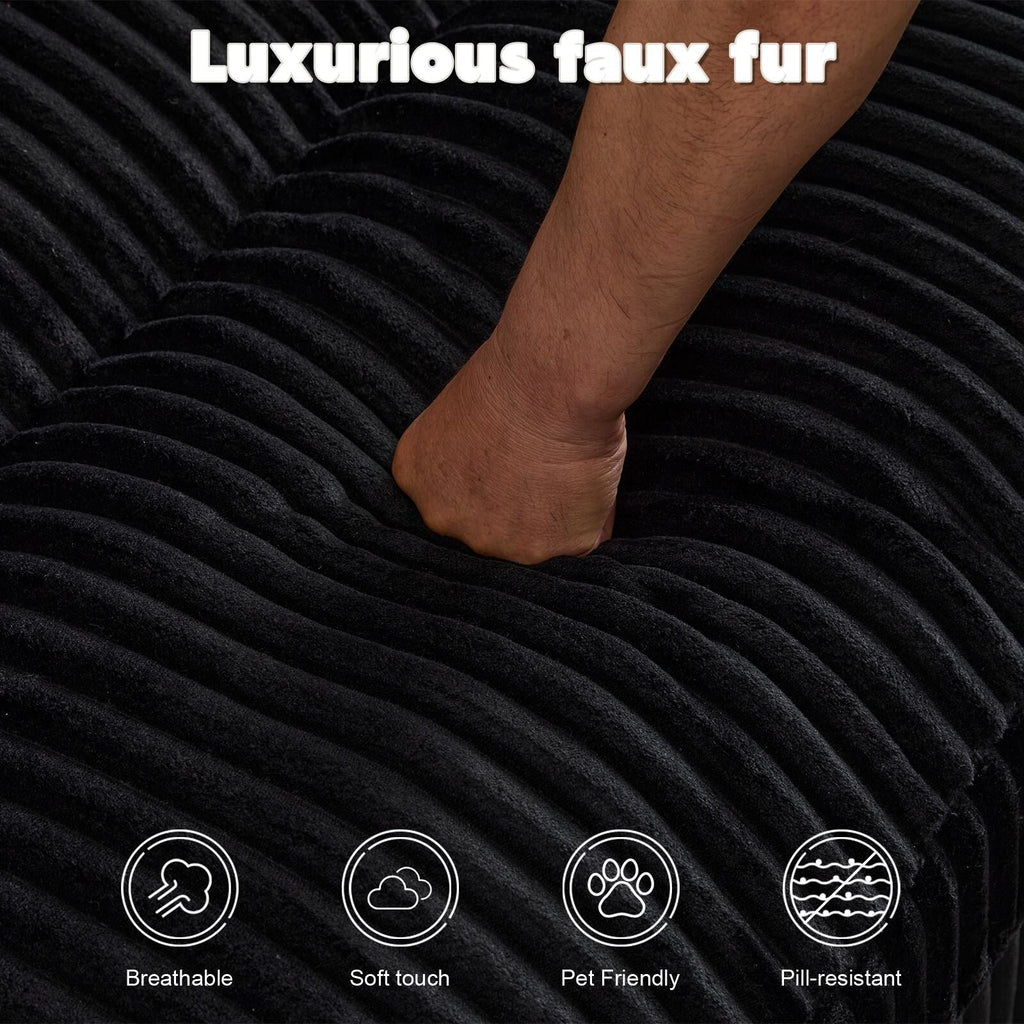 Chaise longue double d'intérieur, canapé-lit rembourré surdimensionné, chaise longue sectionnelle en velours côtelé, sans assemblage