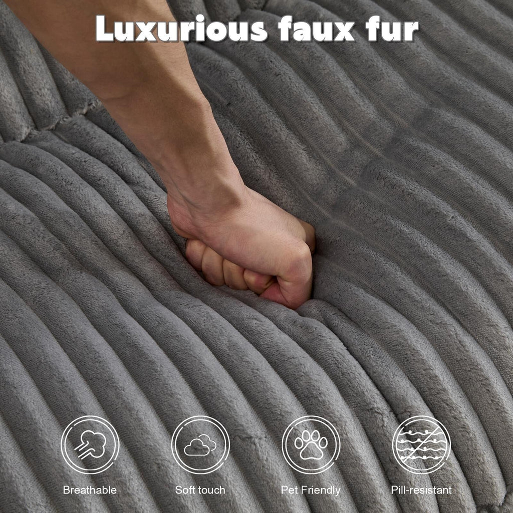 Chaise longue double d'intérieur, canapé-lit rembourré surdimensionné, chaise longue sectionnelle en velours côtelé, sans assemblage