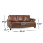 Canapé 3 places Dowd en similicuir avec bordure cloutée par Christopher Knight Home