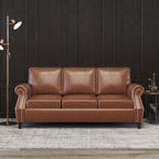 Canapé 3 places Dowd en similicuir avec bordure cloutée par Christopher Knight Home