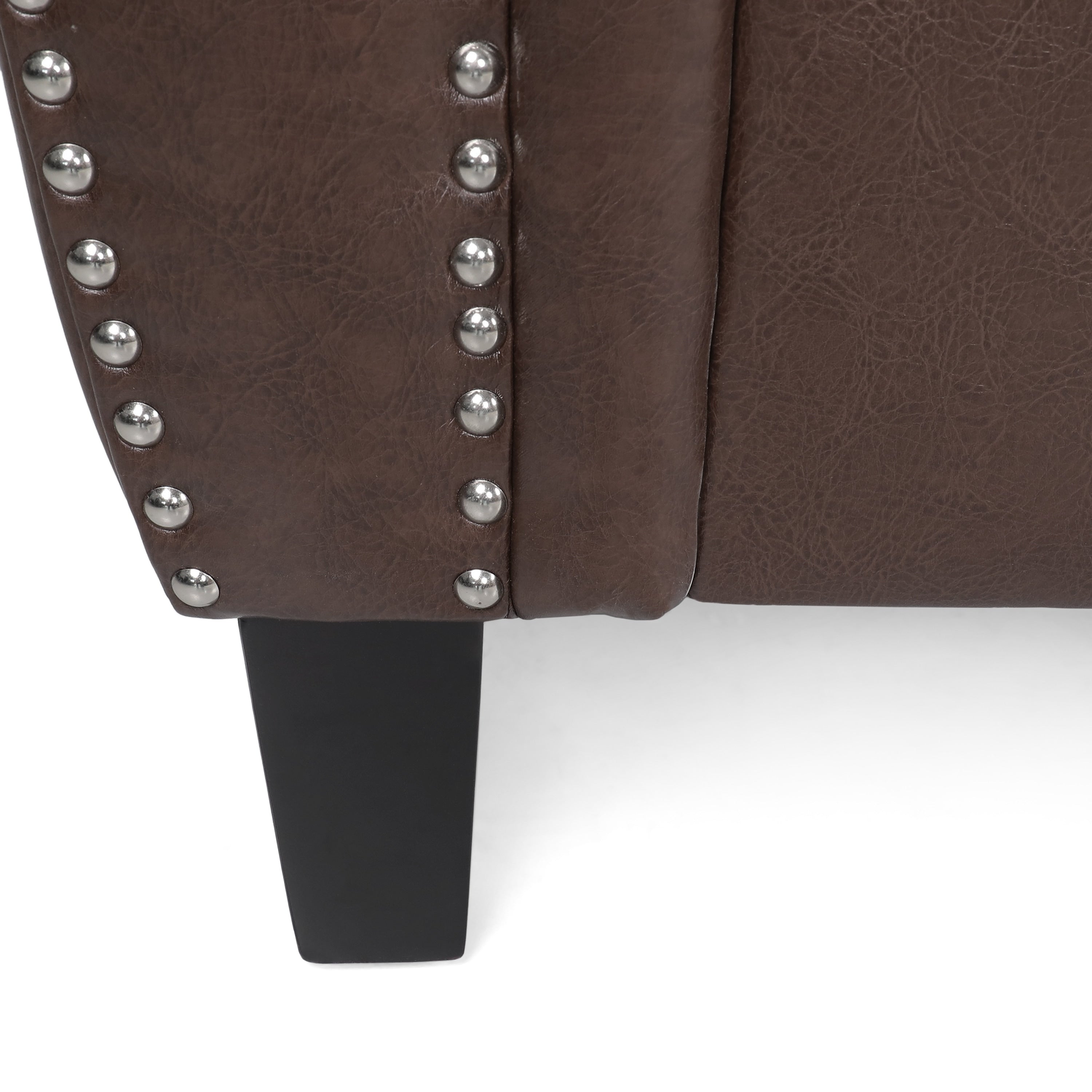 Canapé 3 places Dowd en similicuir avec bordure cloutée par Christopher Knight Home